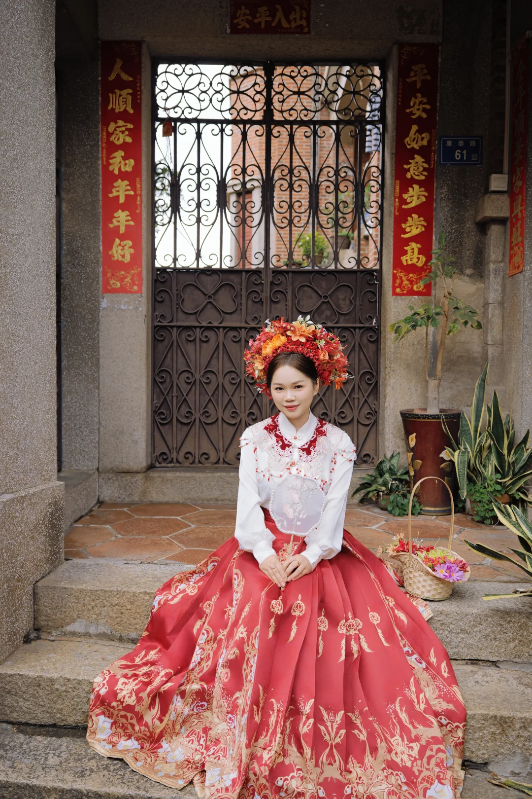 鼓浪屿簪花写真～红裙与簪花的绝配