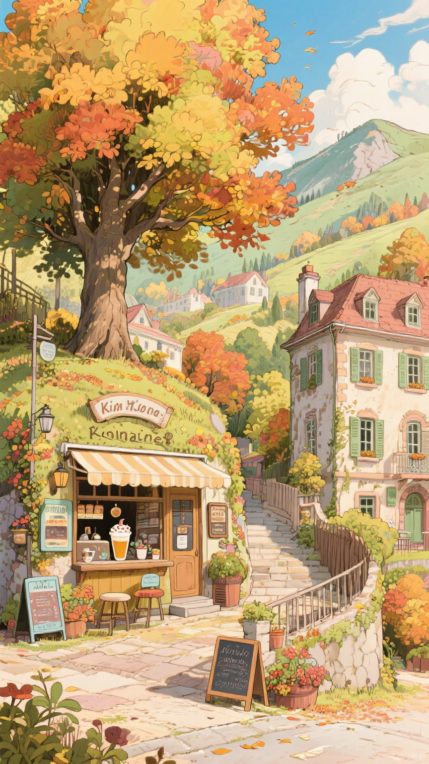 宫崎骏动画秋日奶茶店壁纸暖到心窝窝了！