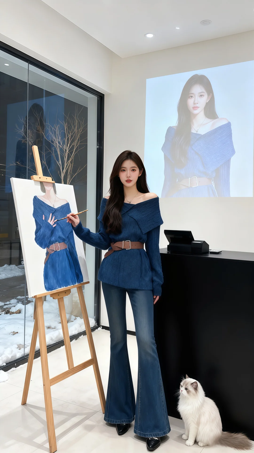 韩系大女主气质慵懒毛衣穿搭__