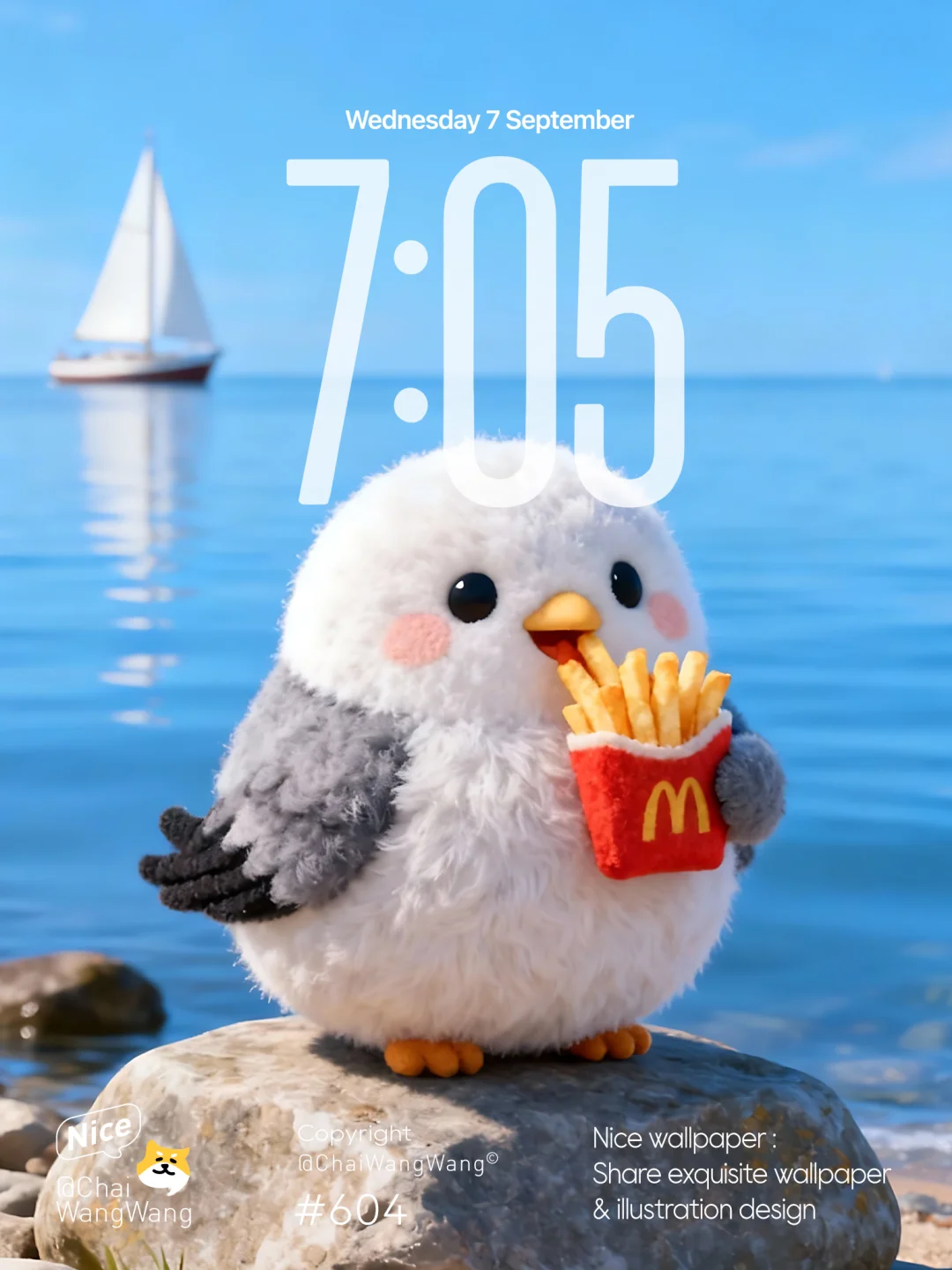 胖胖小贼鸥偷走你的薯条丨手机壁纸#604