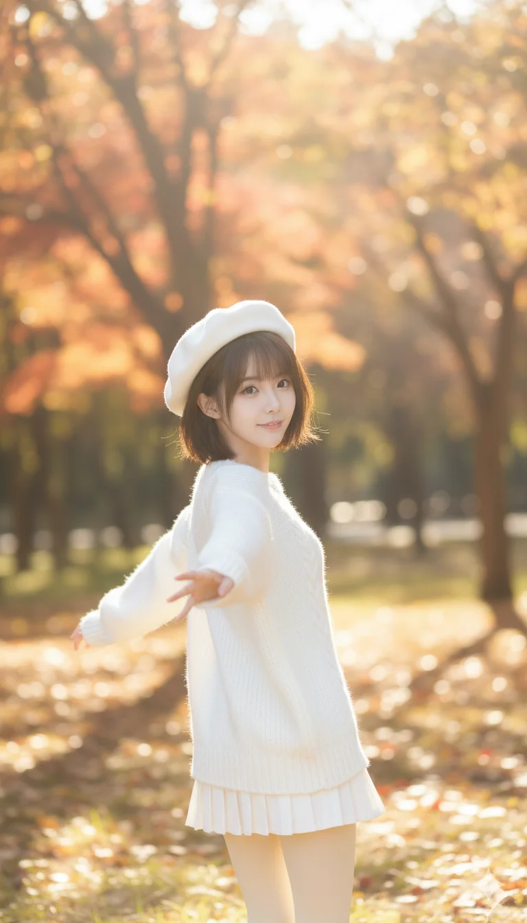 左滑~ 纯白× 贝雷帽｜秋日穿搭&氛围感写真