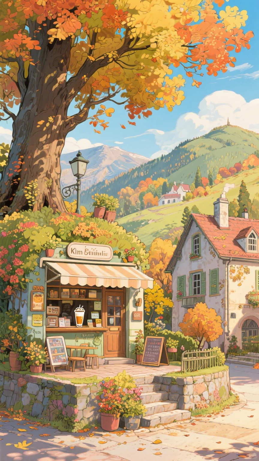 宫崎骏动画秋日奶茶店壁纸暖到心窝窝了！