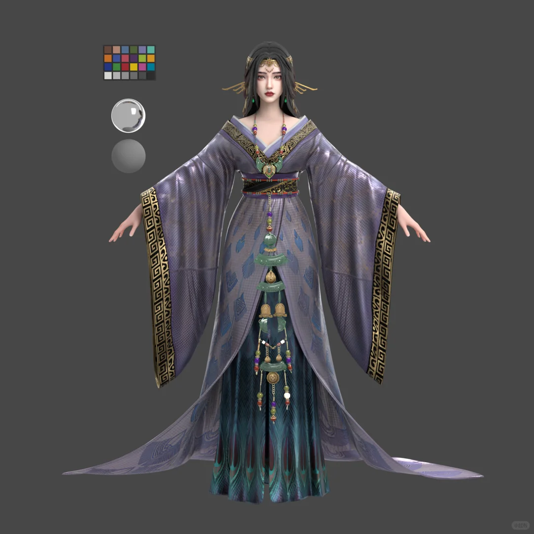 3D写实模型 古代战国袍女性角色设计