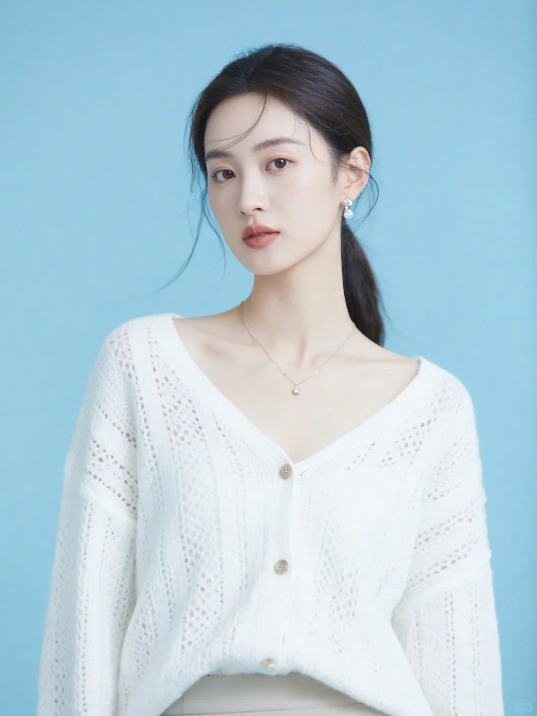 温柔风针织衫美女写真照可定制AI头像形象照