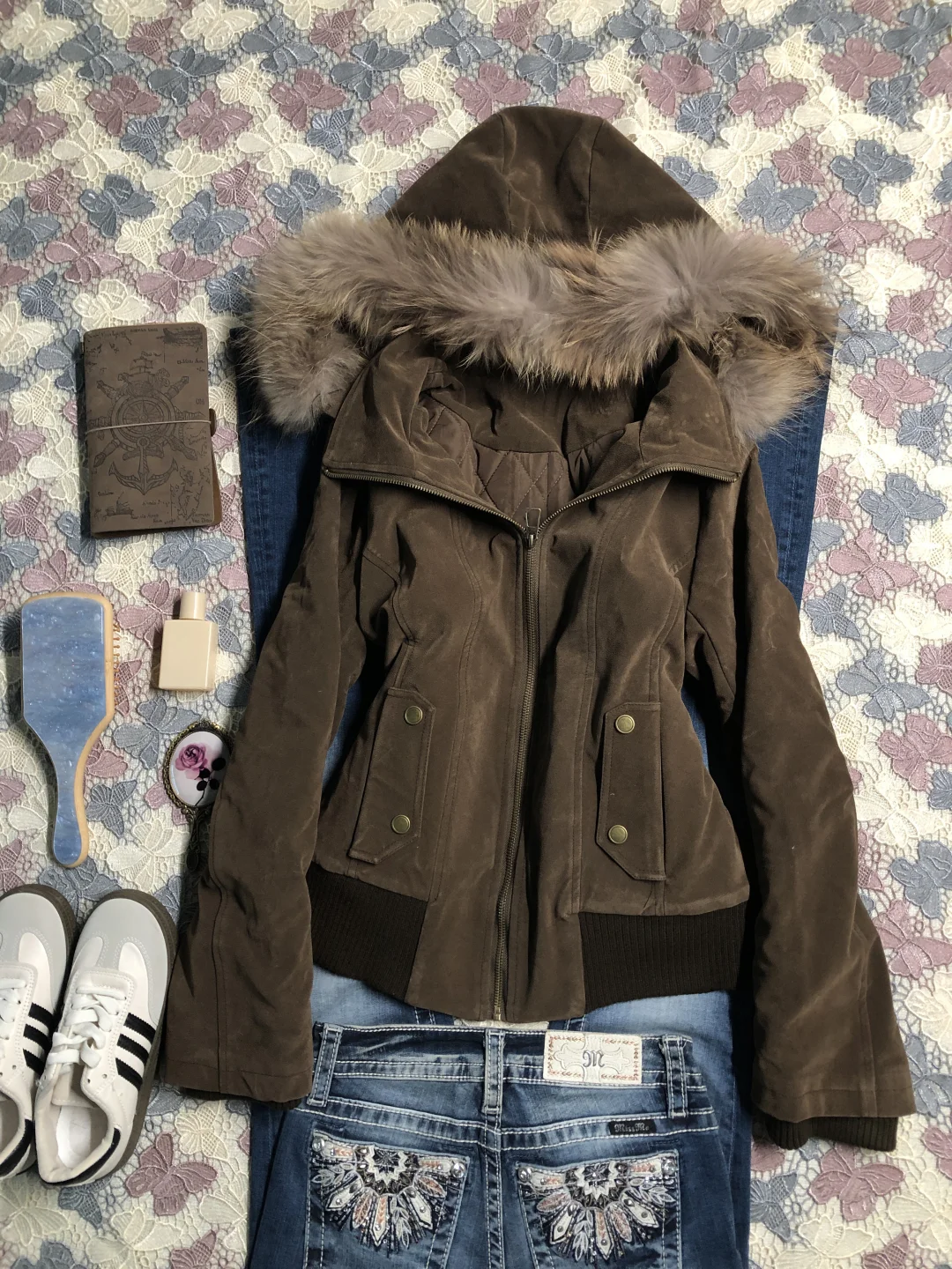 棕色毛领外套🖤vintage古着~