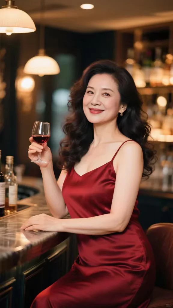 举杯成熟女人味，48岁阿姨的独特风采