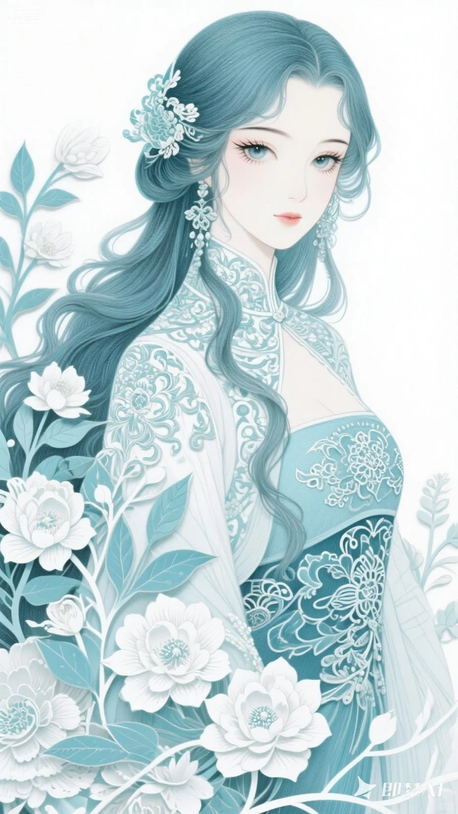 剪纸元素韵味丨美女插画