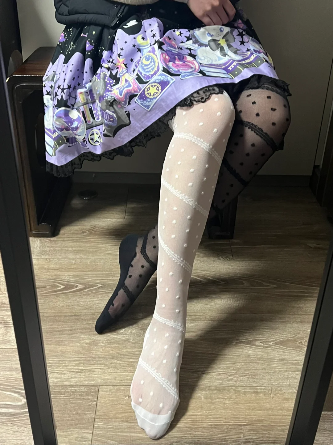 亲测，慎入 ap黑色波点过膝袜