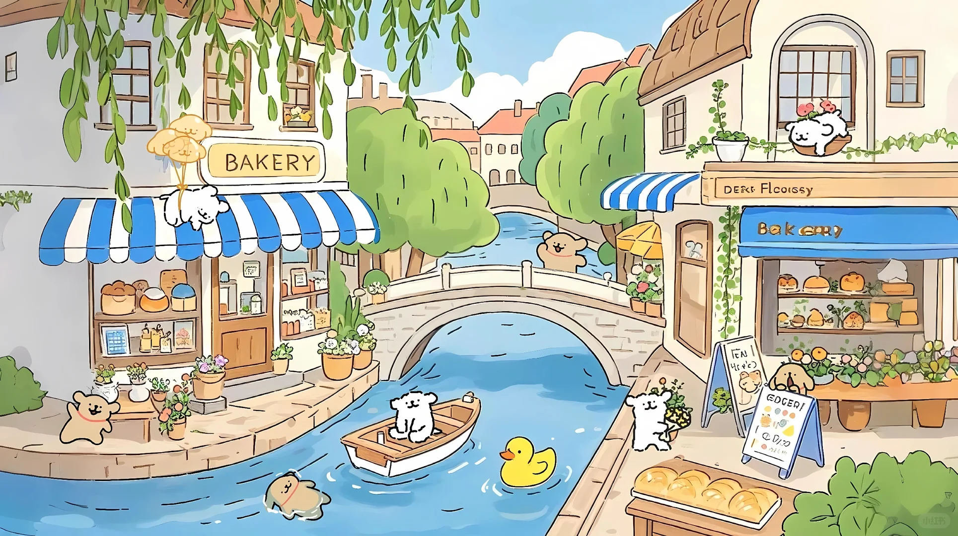 线条小狗iPad壁纸｜小桥流水人家🌸🏞️