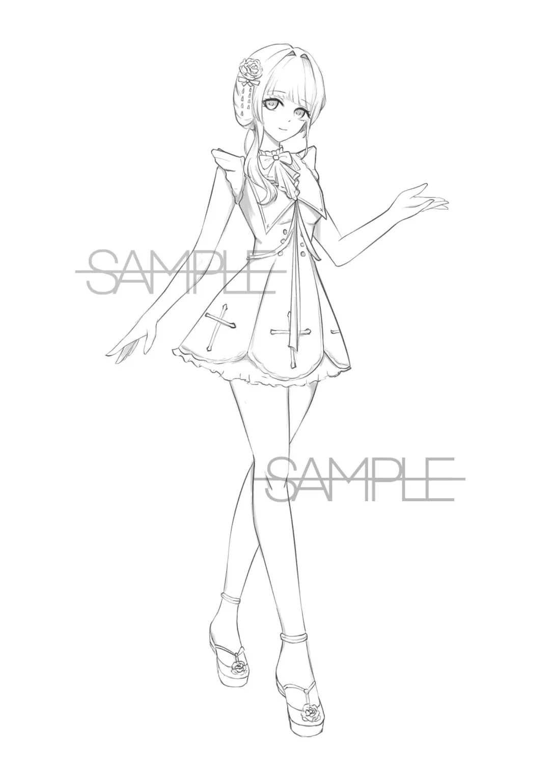 暑假肝的一些线稿立绘合集