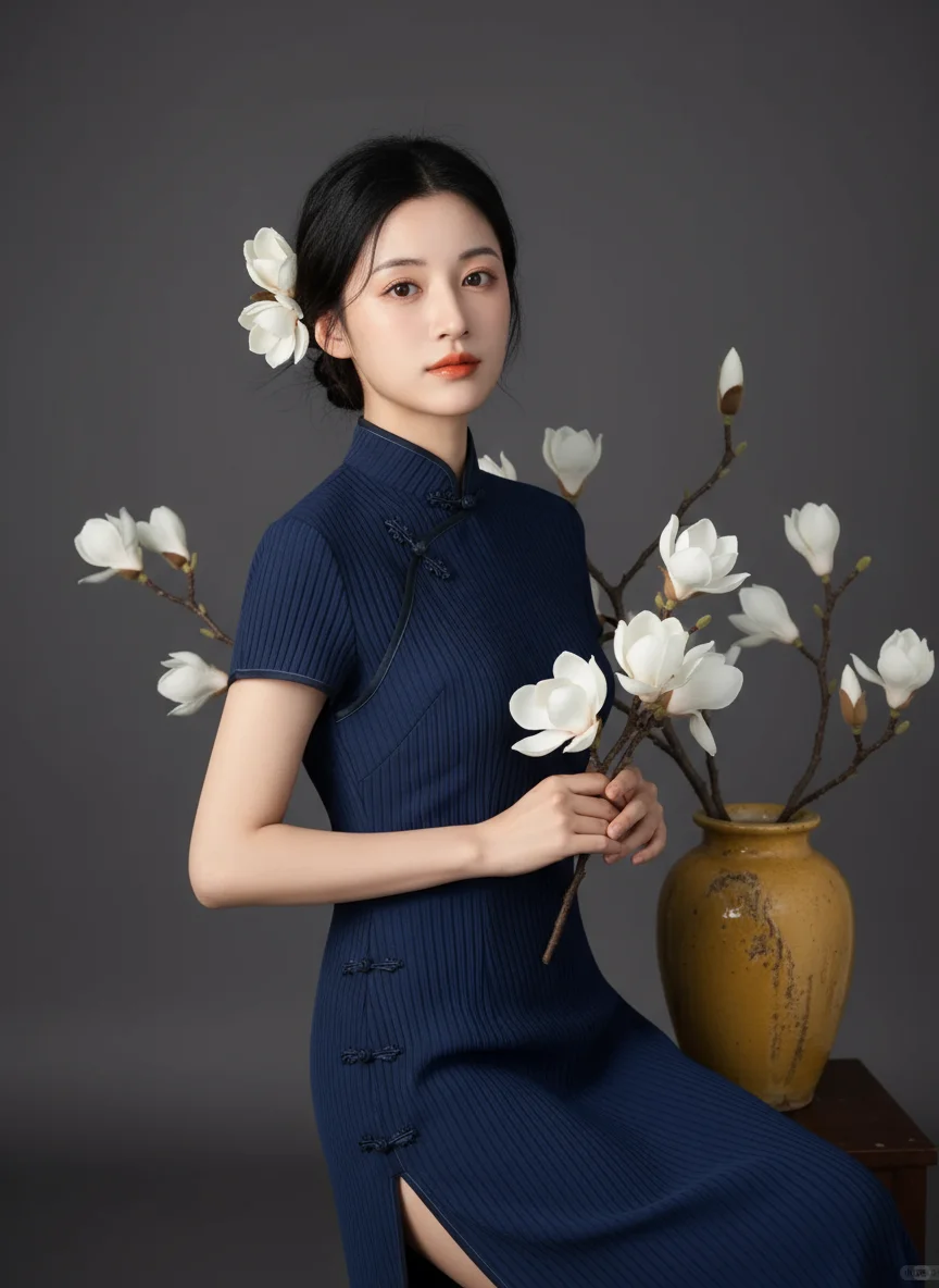 AI生成清冷雅致旗袍写真！专属于东方的韵味