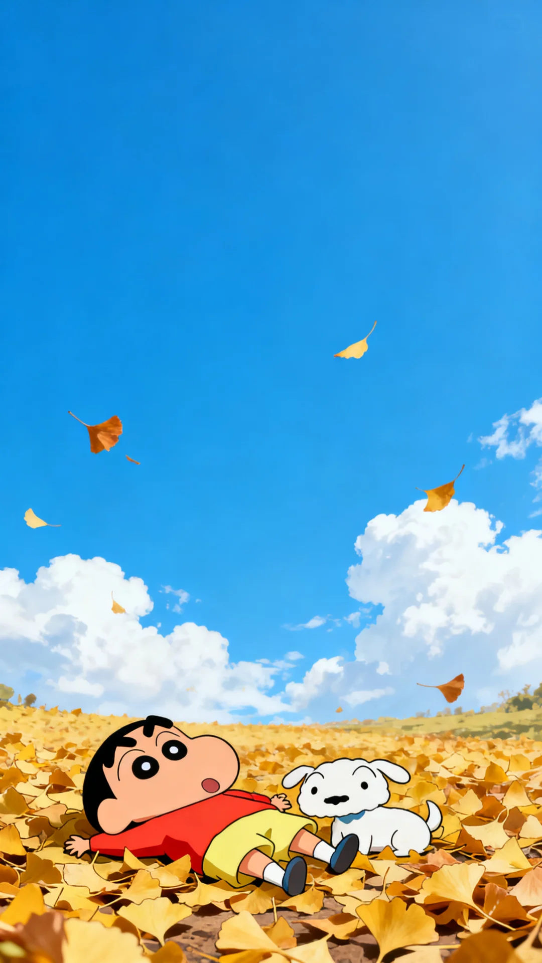 谁能拒绝在银杏树叶上躺平的小新✨