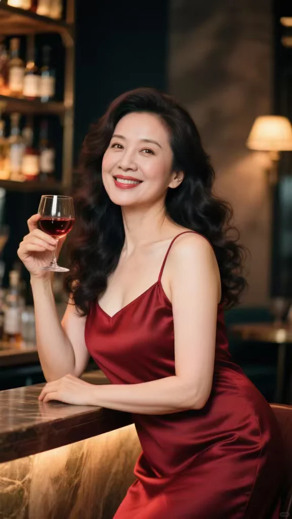 举杯成熟女人味，48岁阿姨的独特风采