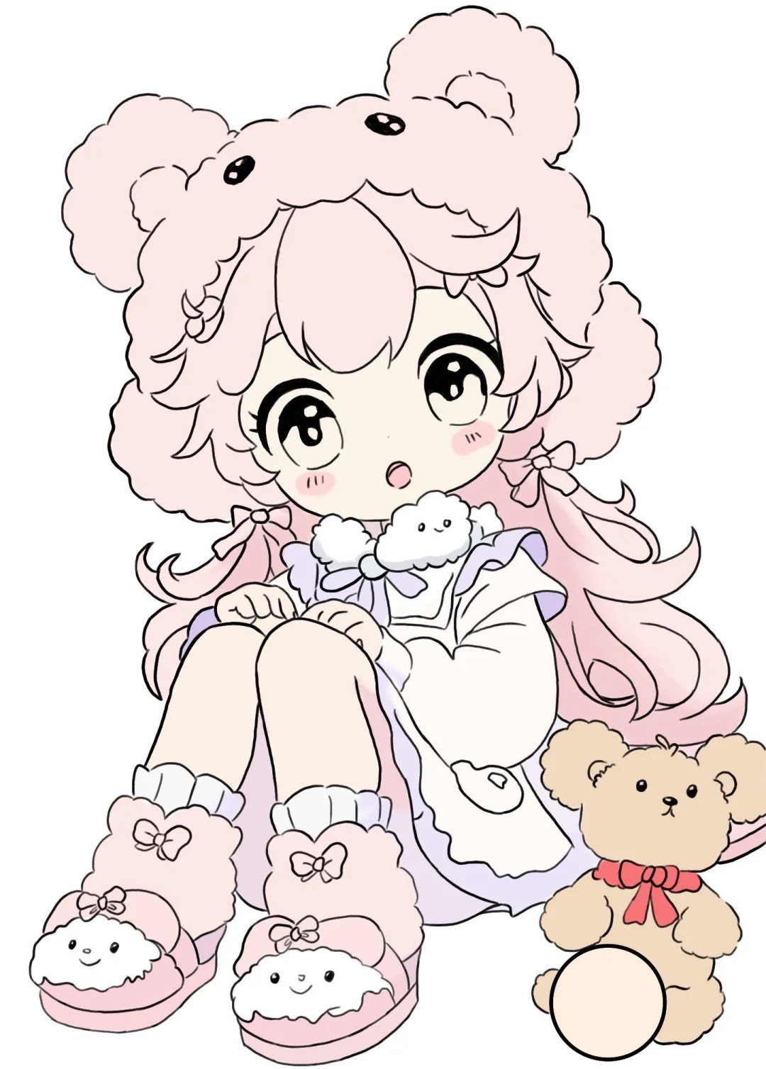 回归啦！线稿加填色—呆呆女孩