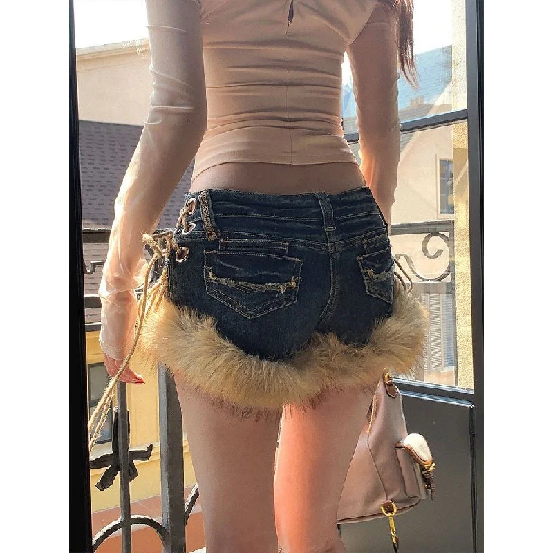 👖复古毛边短裤！Y2K辣妹必备！