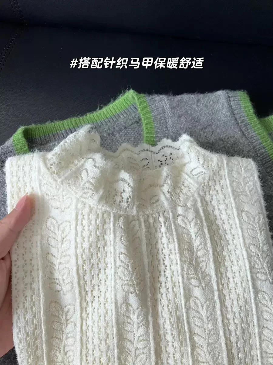毛绒蕾丝打底衫🩵这件才是秋冬温柔天花板！