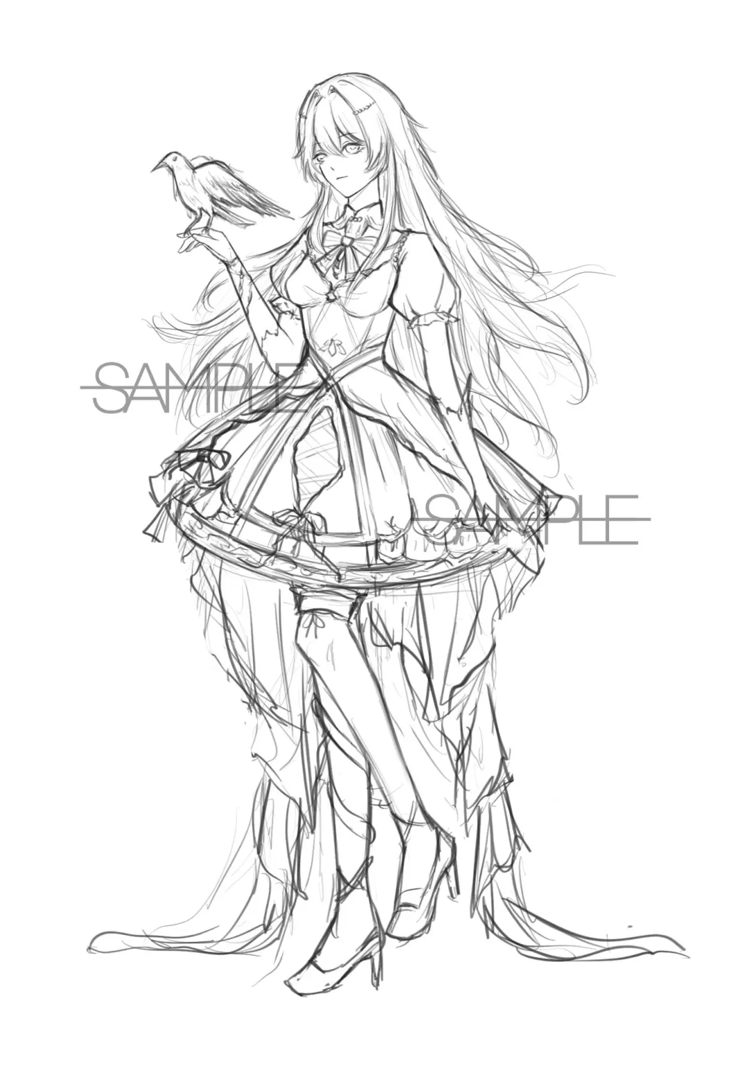 暑假肝的一些线稿立绘合集