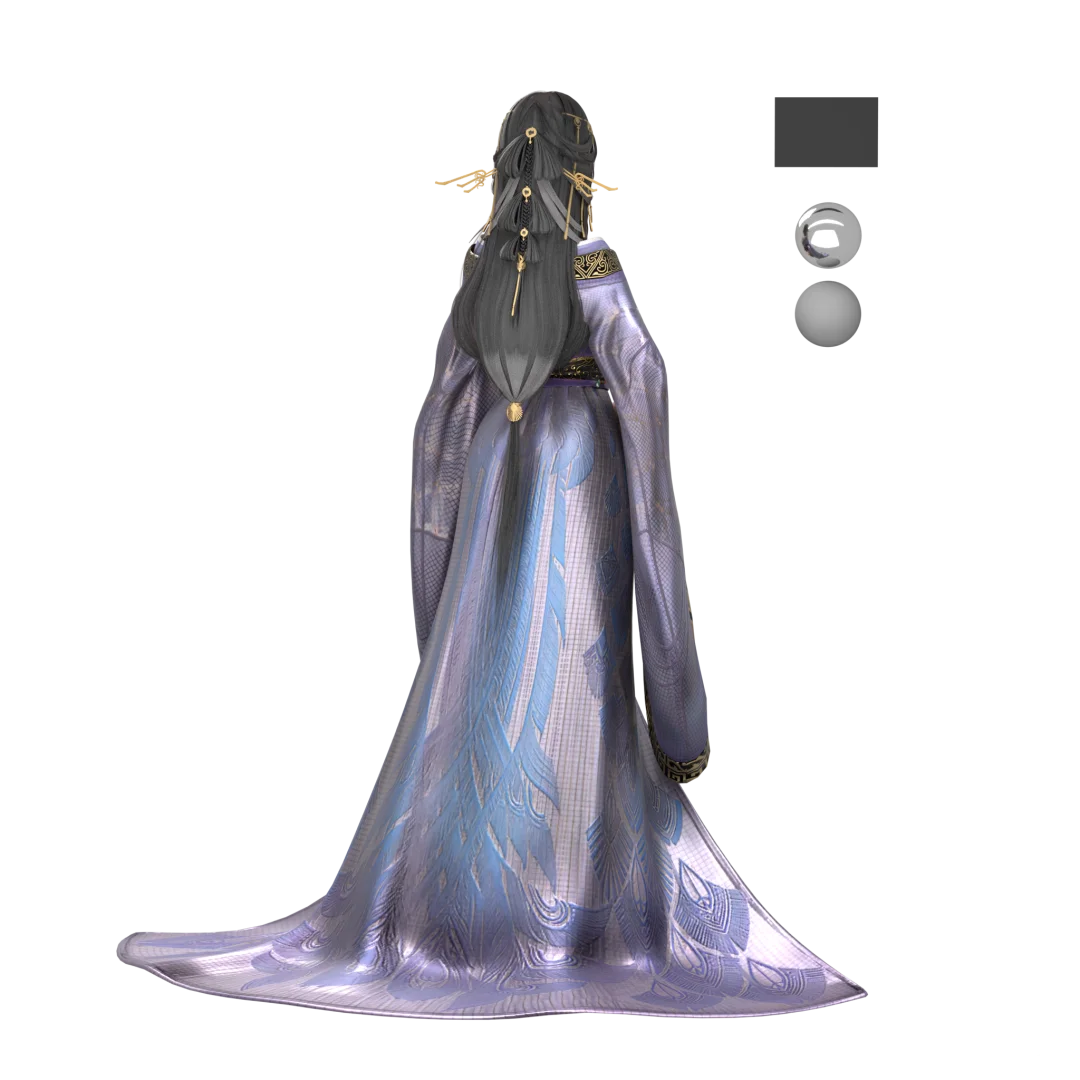 3D写实模型 古代战国袍女性角色设计