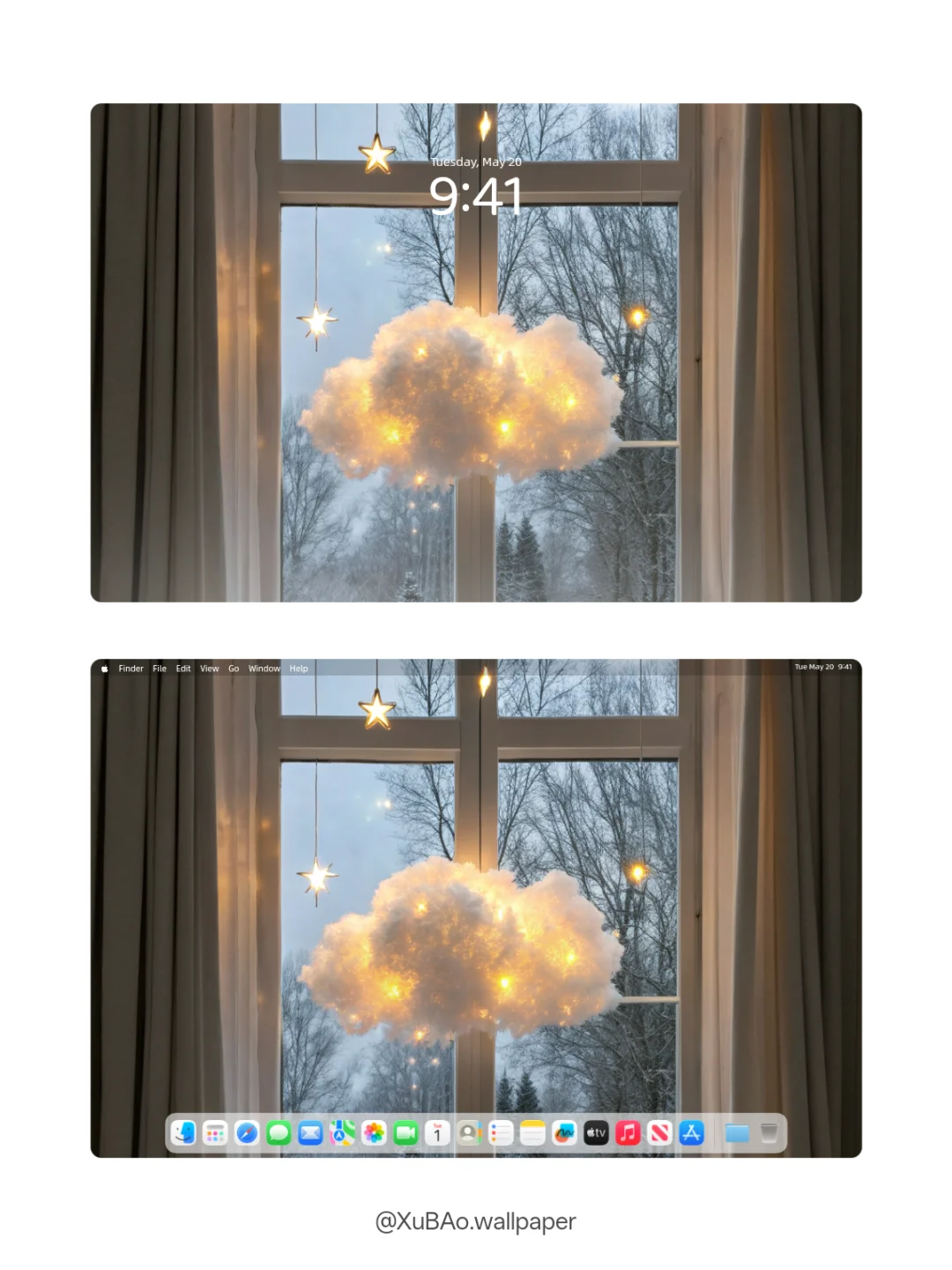 B2510 | 4k壁纸 | 云灯窗边雪