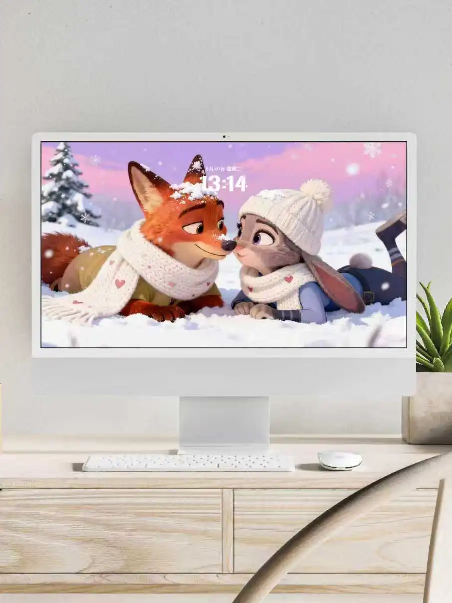 疯狂动物城壁纸 | 朱迪 & 尼克的浪漫冬日