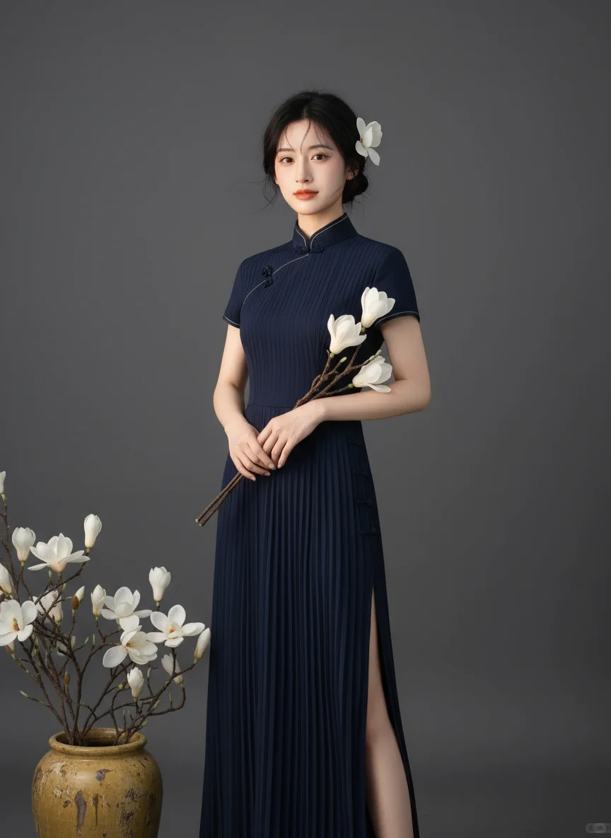 AI生成清冷雅致旗袍写真！专属于东方的韵味