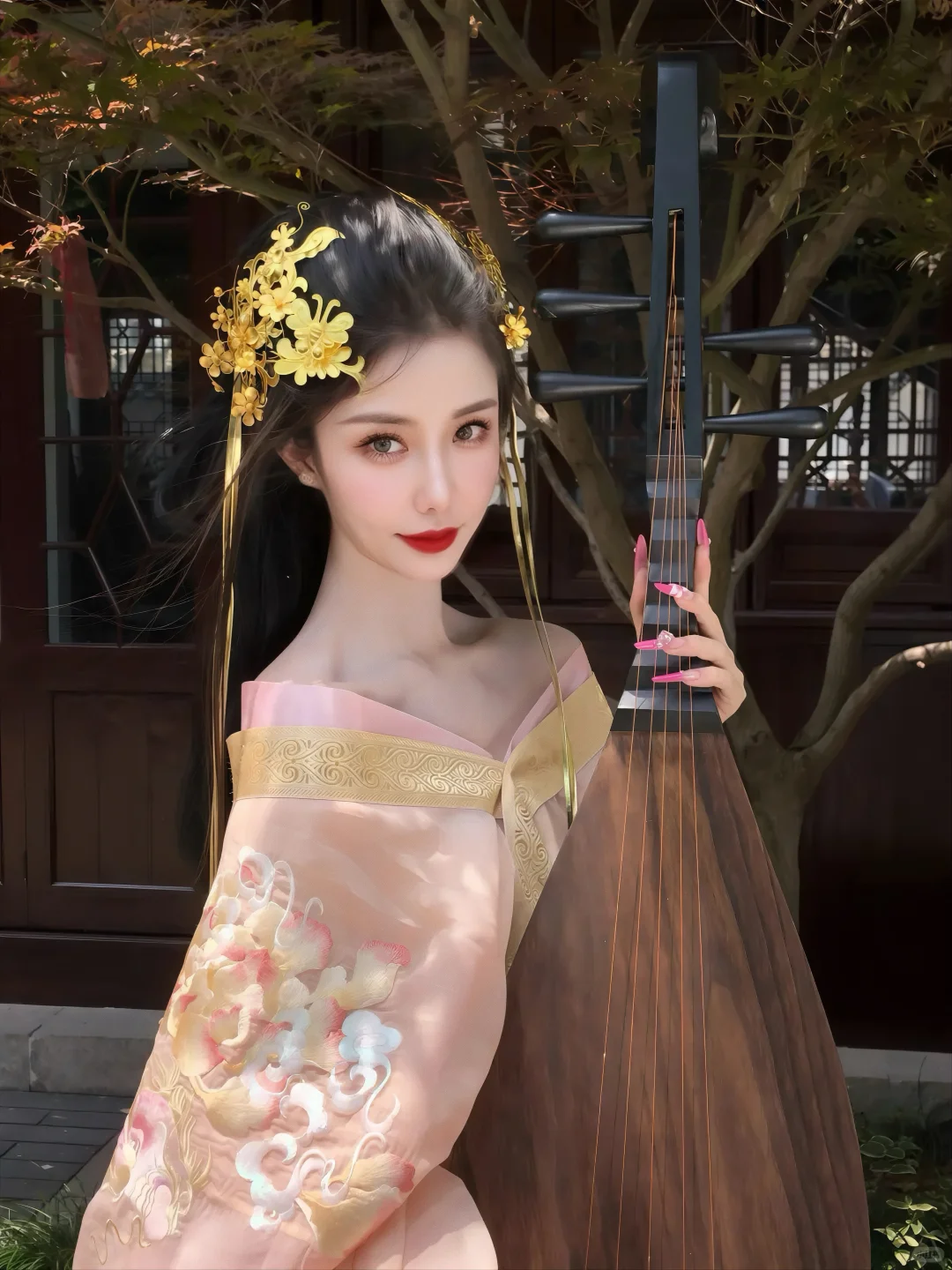 被误以为在拍古装剧的琵琶女琵琶女