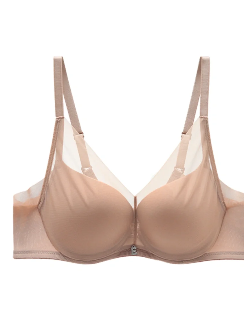 安莉芳【曲线构造】网纱无痕女士文胸大胸显小