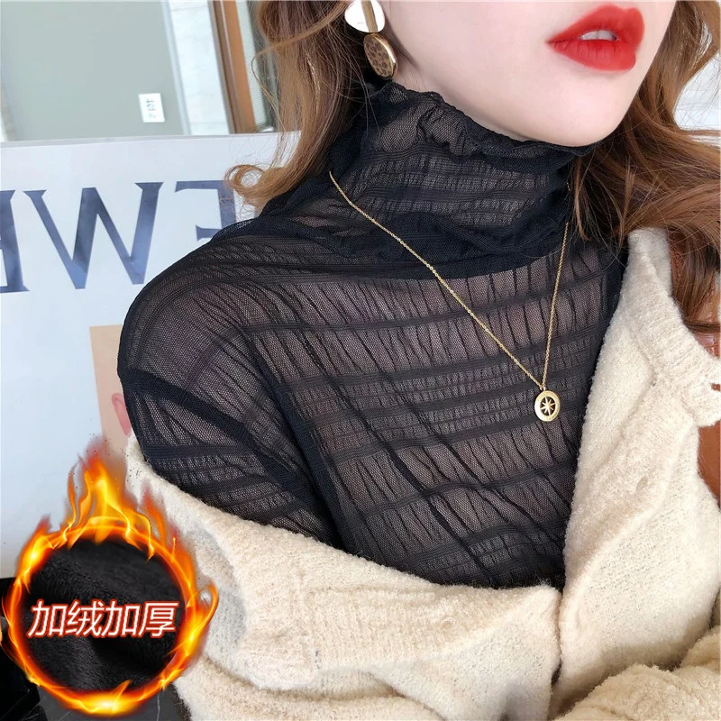 堆堆领蕾丝打底衫🌟秋冬加绒神仙款