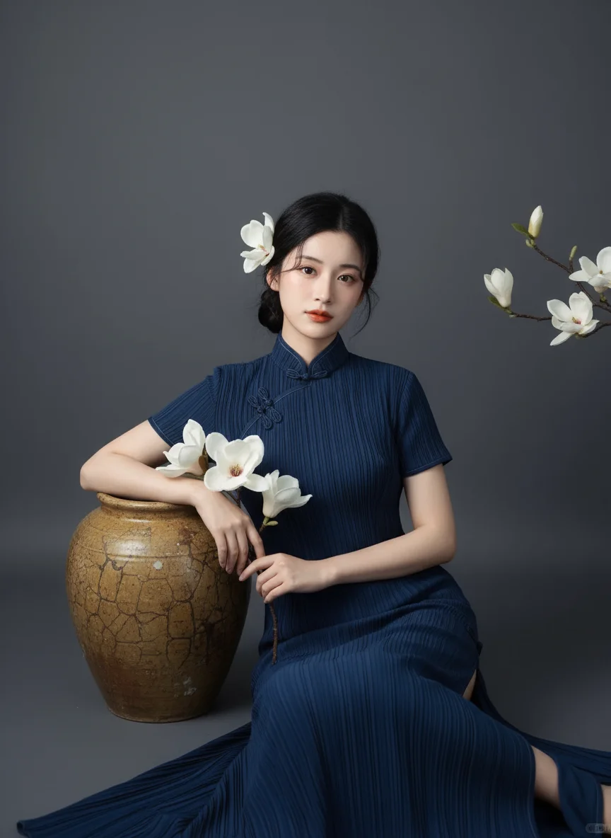 AI生成清冷雅致旗袍写真！专属于东方的韵味