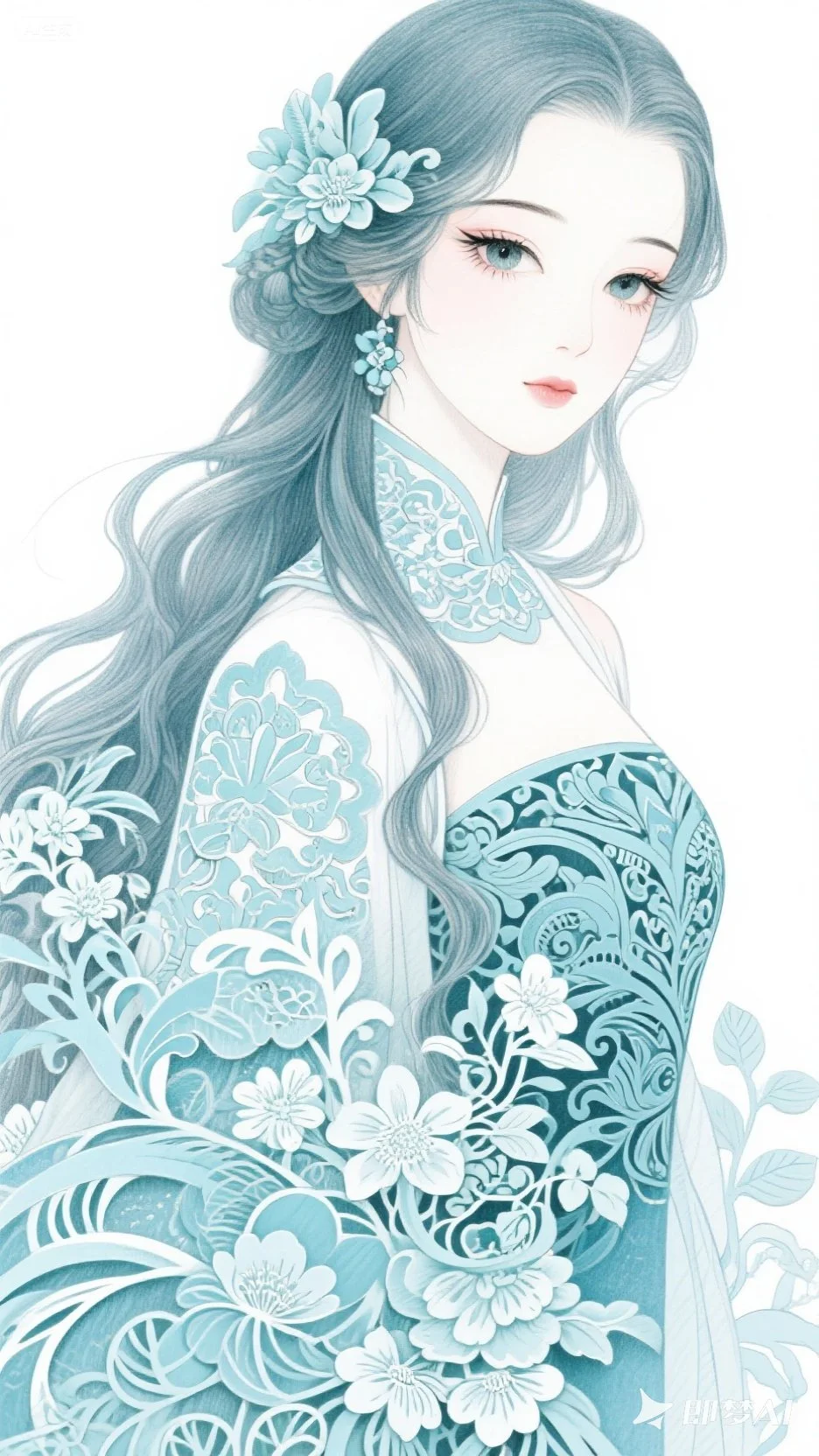 剪纸元素韵味丨美女插画