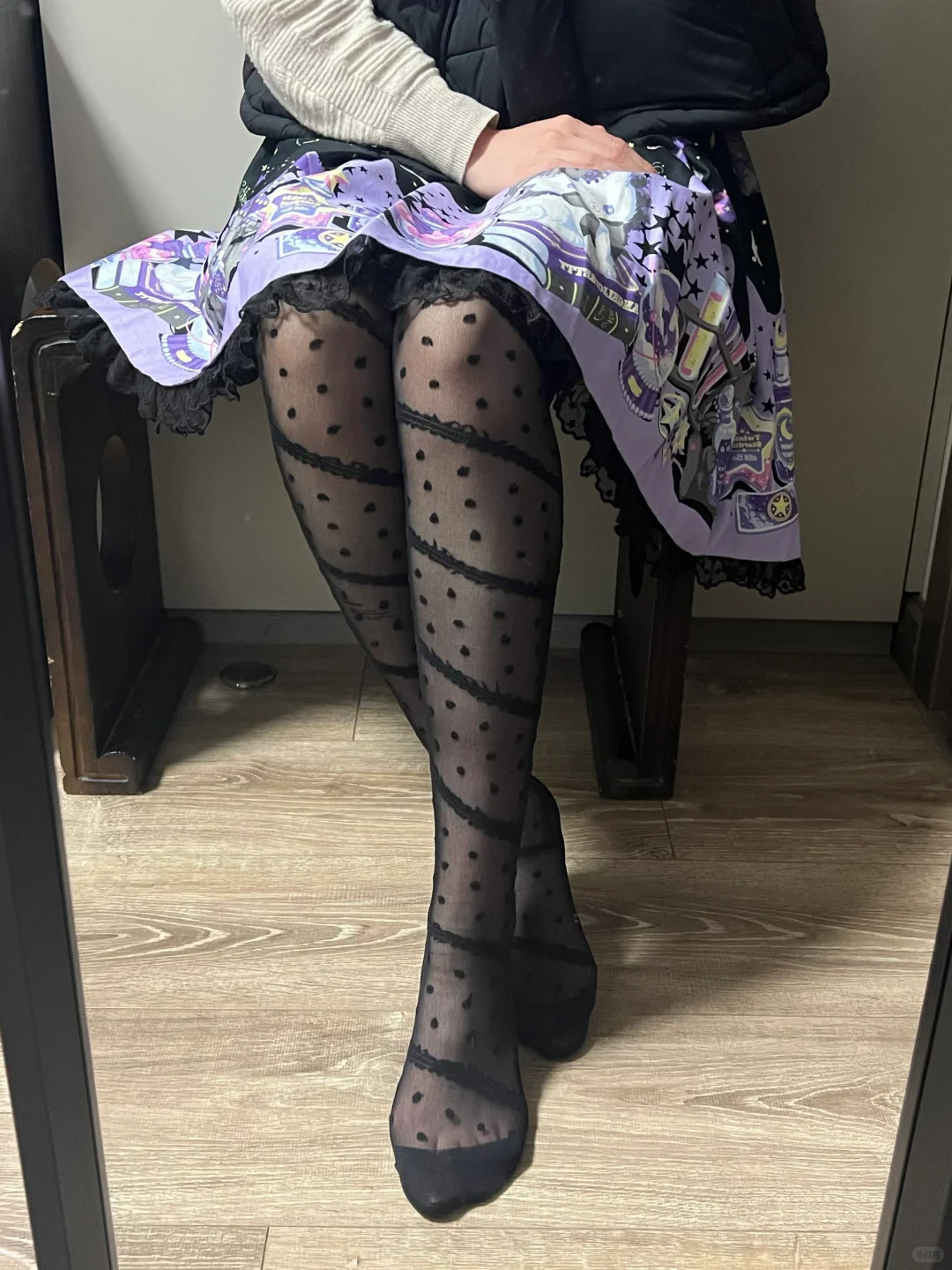 亲测，慎入 ap黑色波点过膝袜