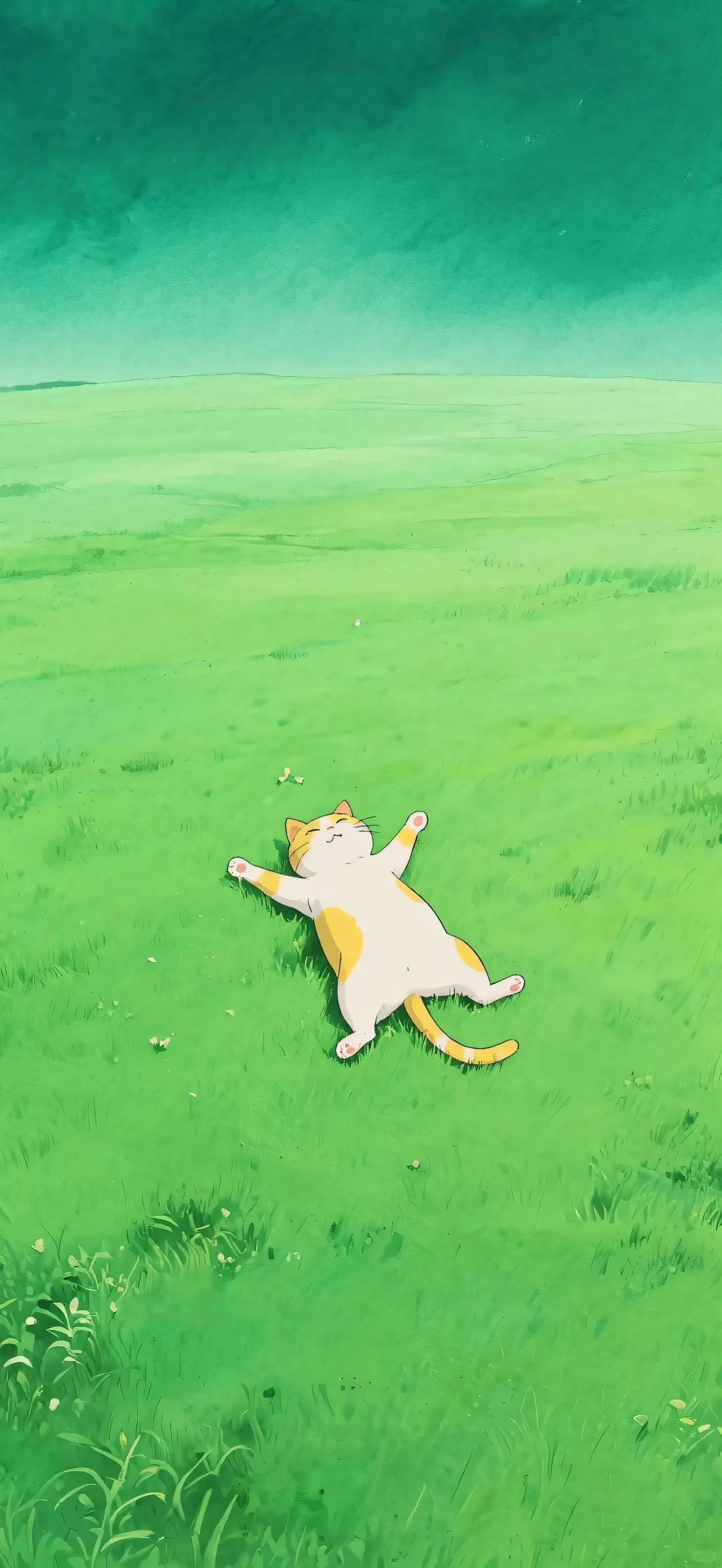 iPhone壁纸｜养眼绿色小猫