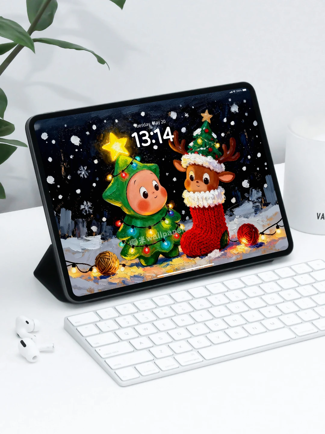 244‖星星人·一起过圣诞吧‖油画平板壁纸