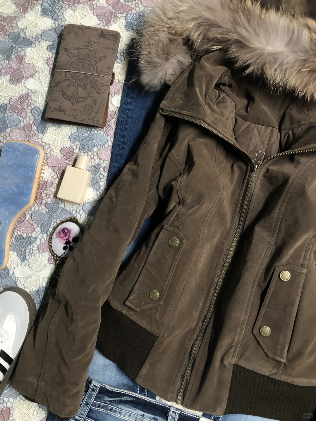 棕色毛领外套🖤vintage古着~