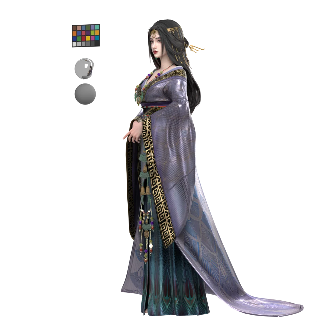 3D写实模型 古代战国袍女性角色设计