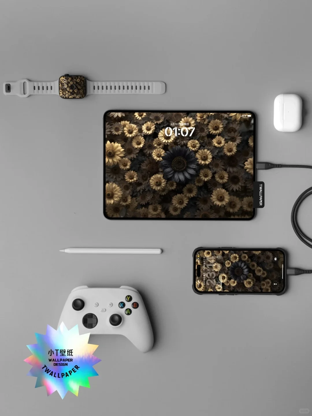 满屏向日葵黑金款壁纸｜539