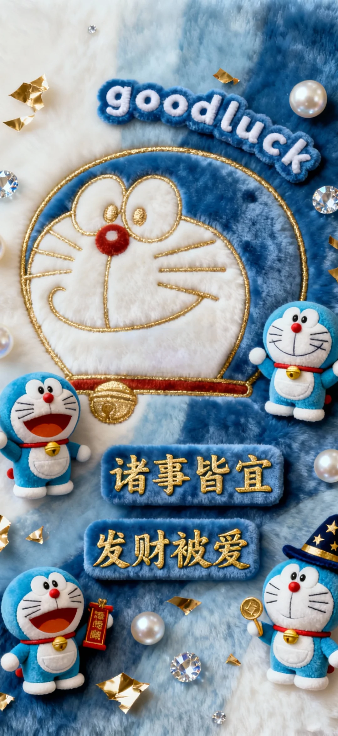 哆啦A梦壁纸.正念文字壁纸.毛绒绒壁纸