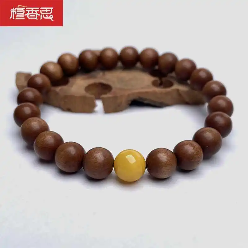 老山檀手串女款 黑肉沉水檀香木手链 天然