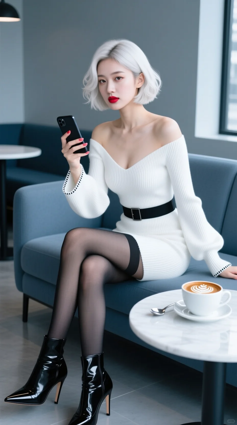 哇哦！白色短发好酷！👑