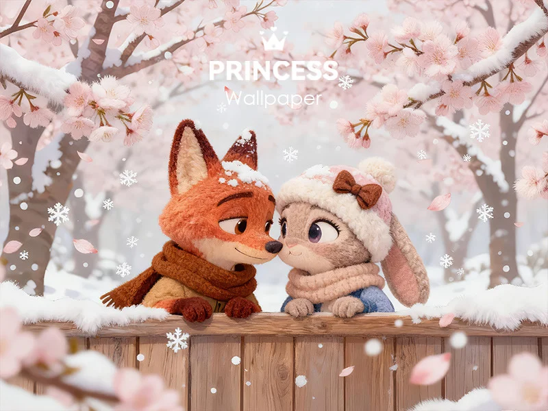 1120#🦊🐰尼克朱迪浪漫樱花🌸毛绒平板壁纸