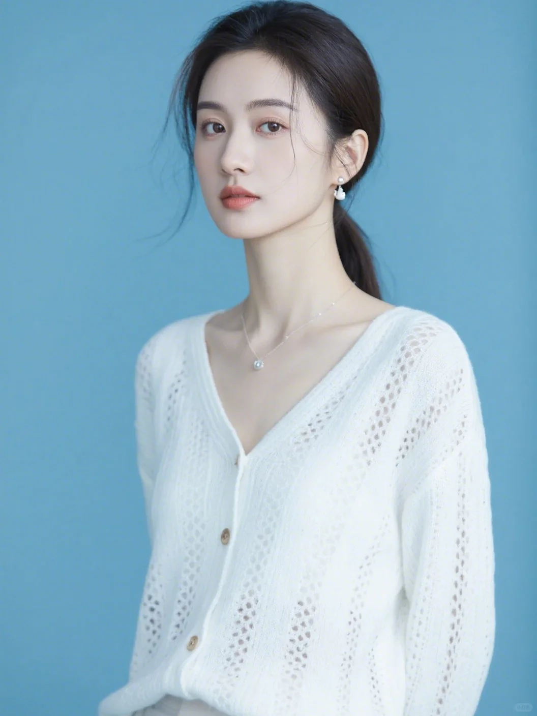 温柔风针织衫美女写真照可定制AI头像形象照