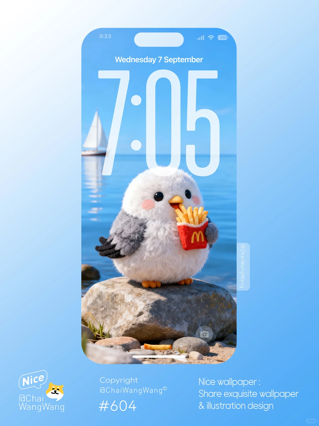 胖胖小贼鸥偷走你的薯条丨手机壁纸#604