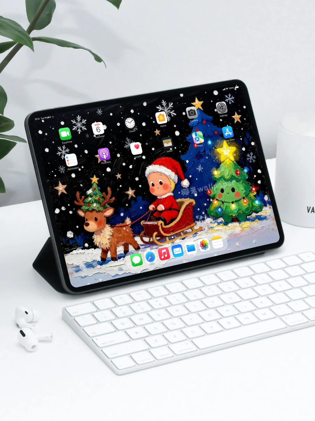 244‖星星人·一起过圣诞吧‖油画平板壁纸