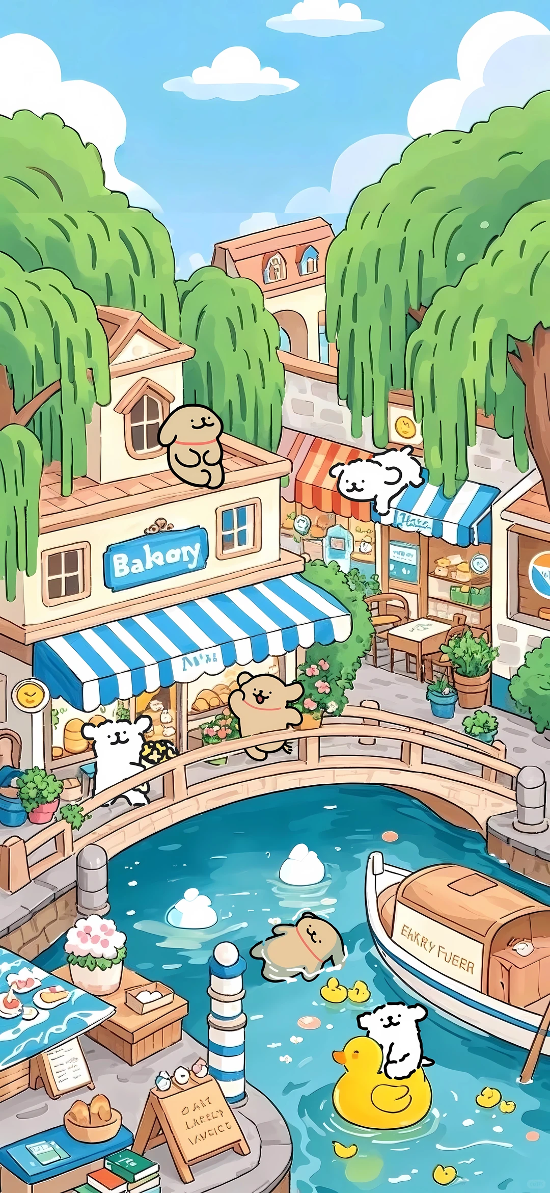 线条小狗iPad壁纸｜小桥流水人家🌸🏞️