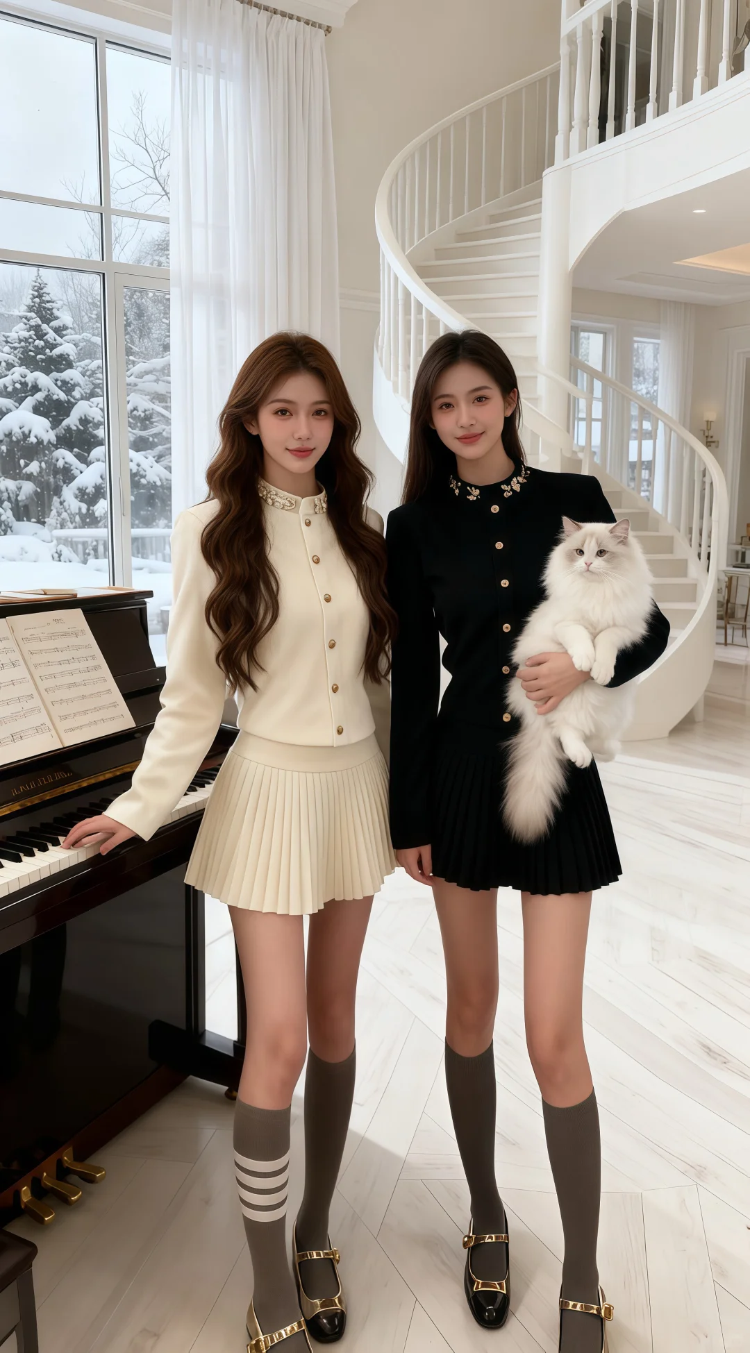 温柔小香风针织套装穿搭__