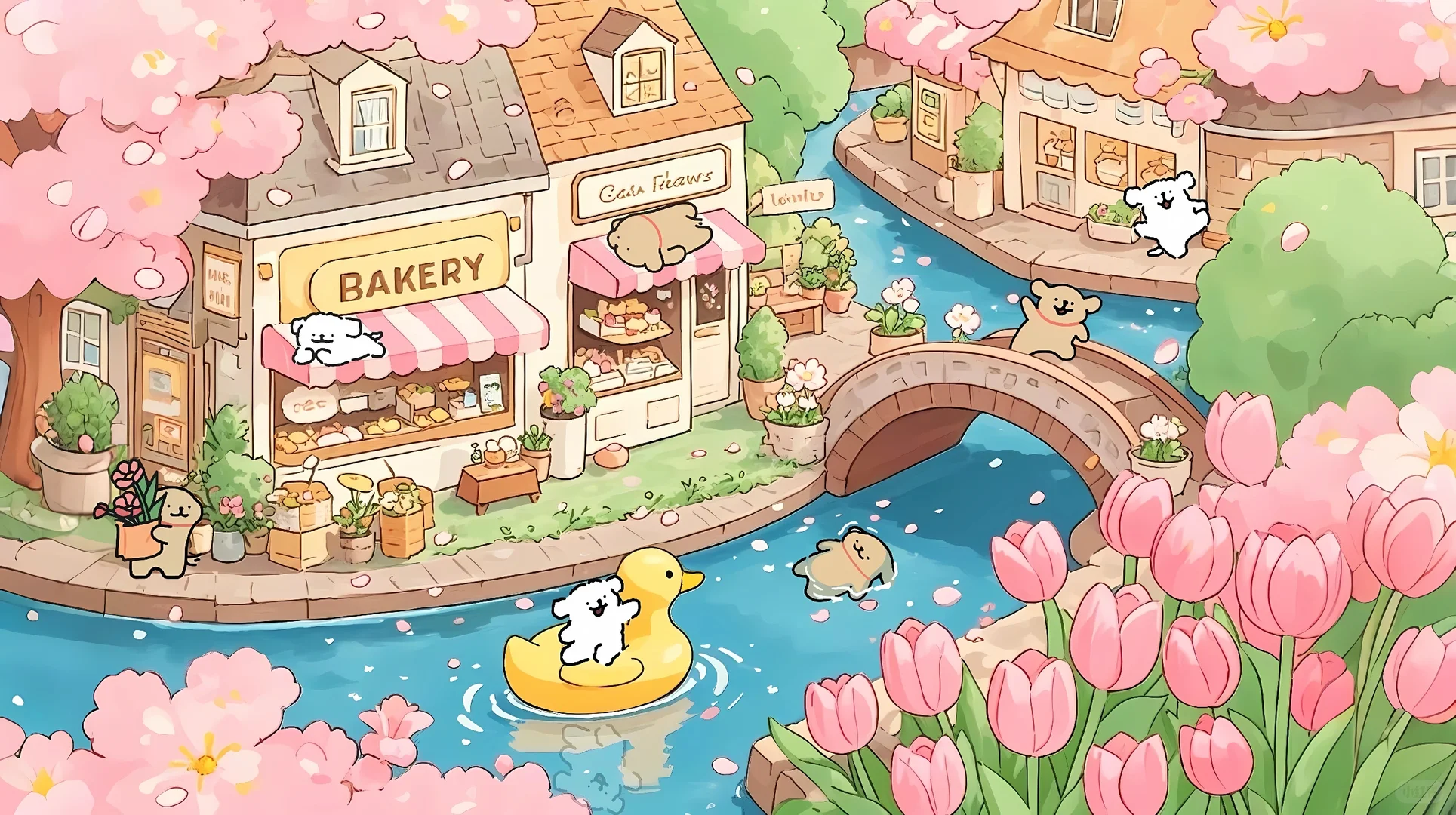 线条小狗iPad壁纸｜小桥流水人家🌸🏞️