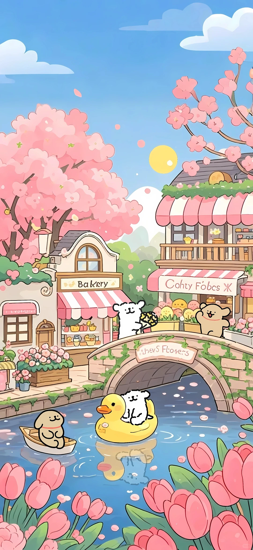 线条小狗iPad壁纸｜小桥流水人家🌸🏞️