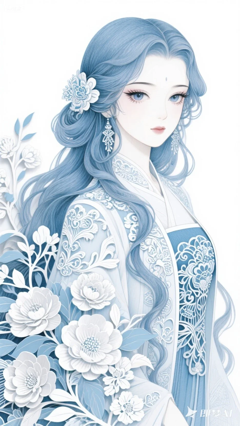 剪纸元素韵味丨美女插画