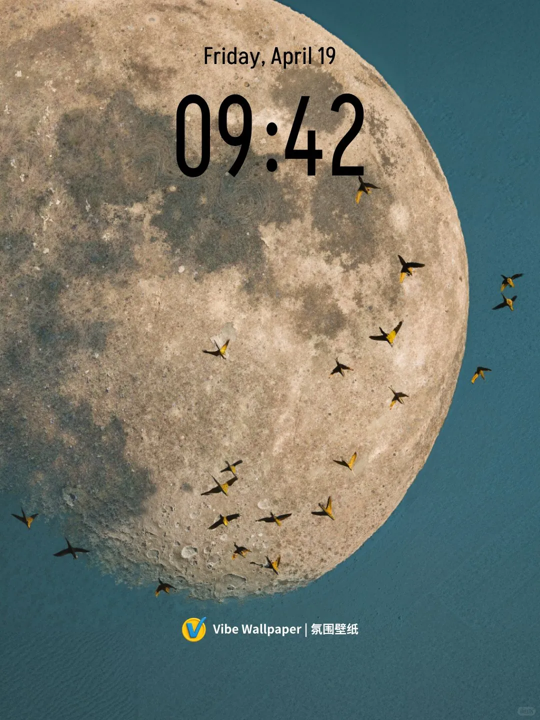 氛围感 月亮与飞鸟 油画 干净 壁纸｜182