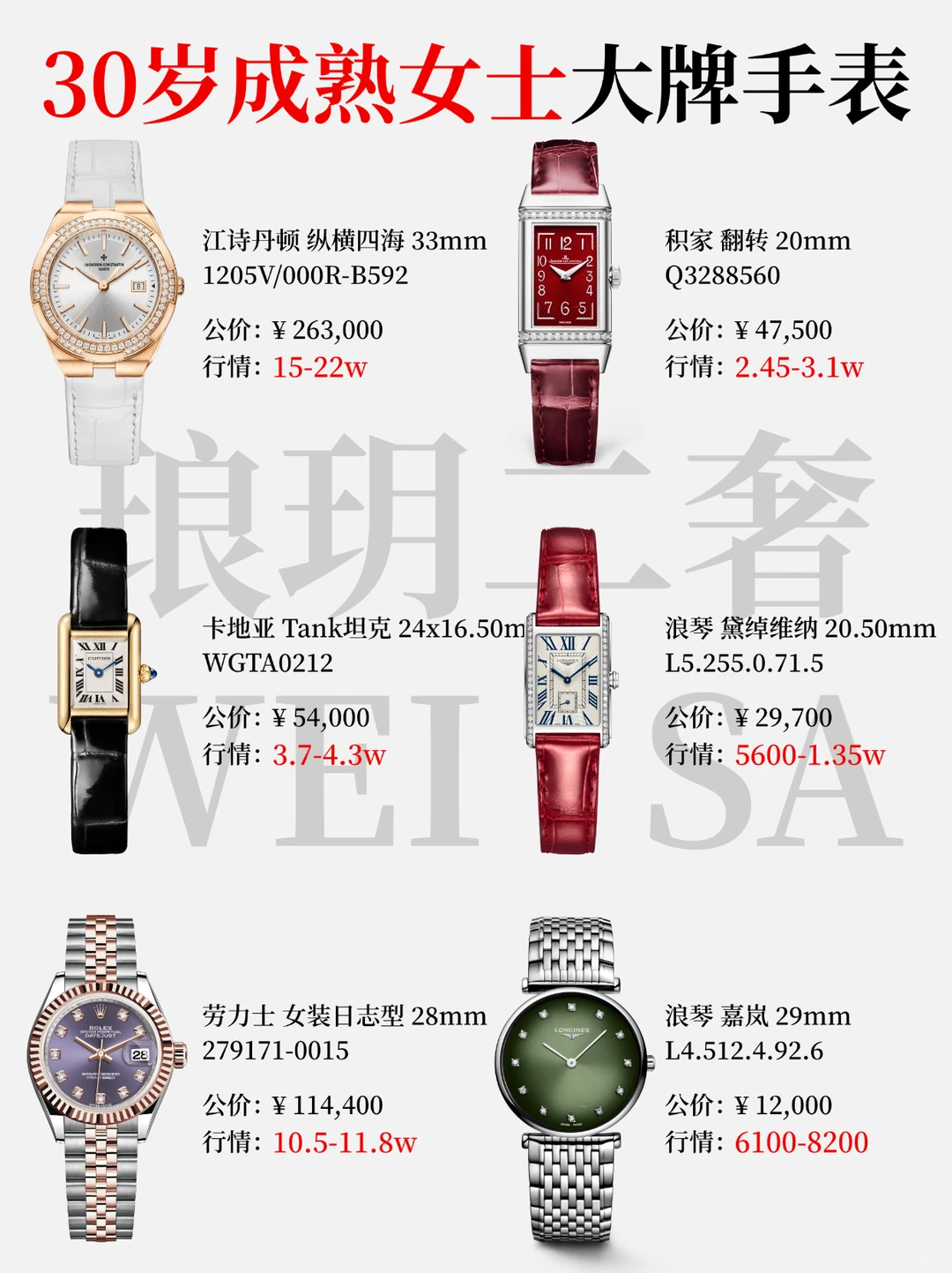 30+成熟女士戴什么大牌表最有气质？